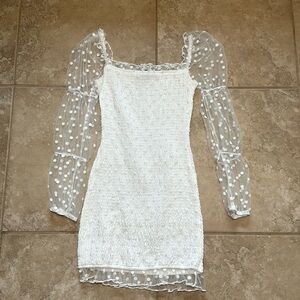 White dress with shear puff sleeves - size S